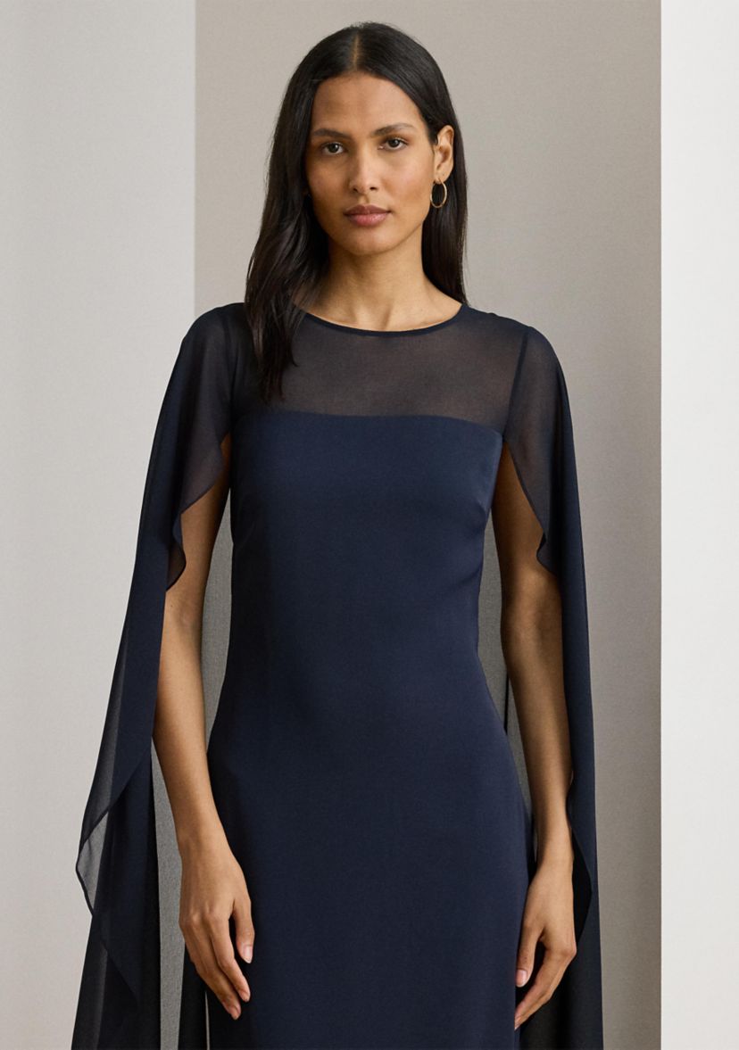 Womens Cape Georgette Gown
