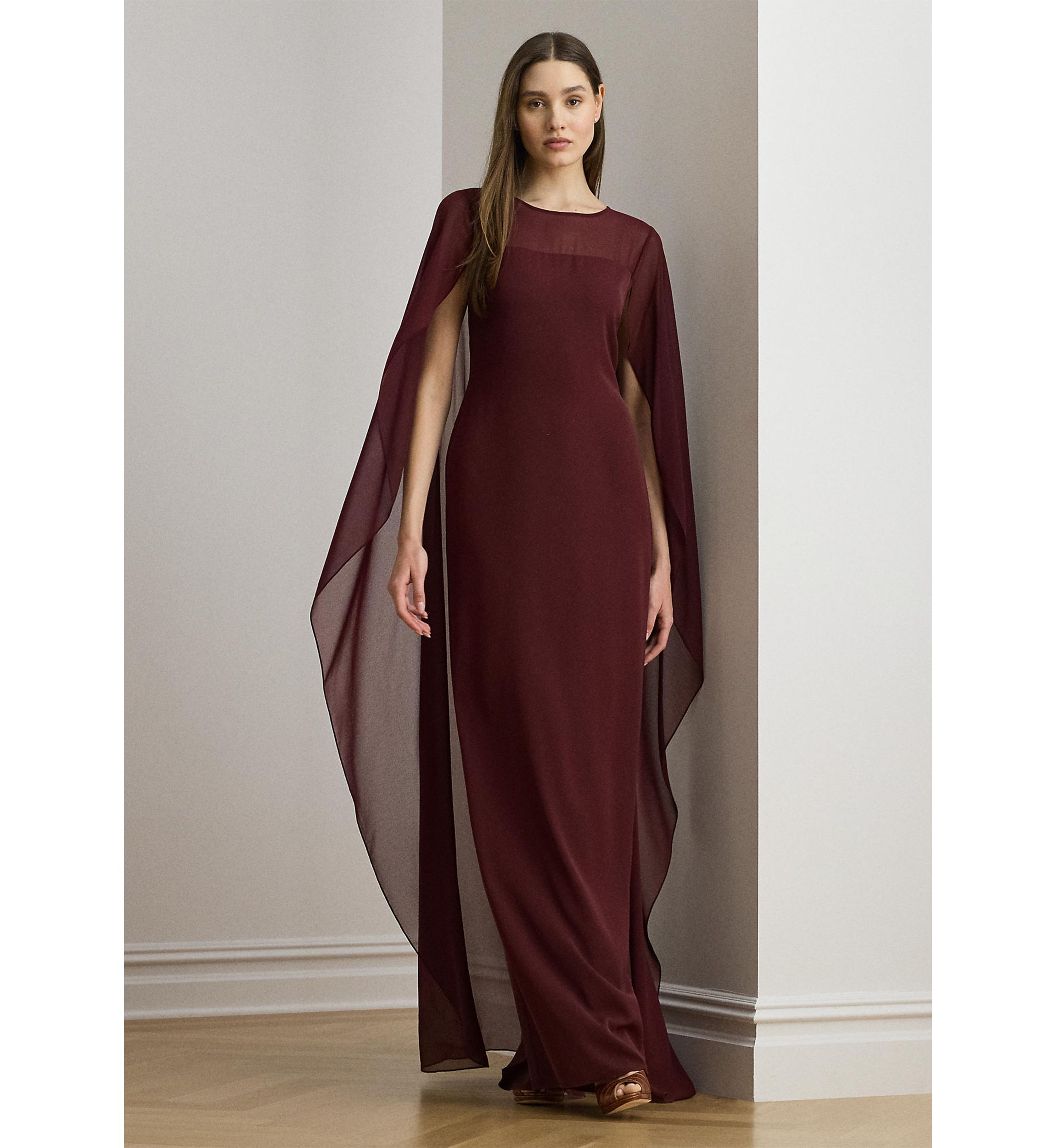 Womens Cape Georgette Gown