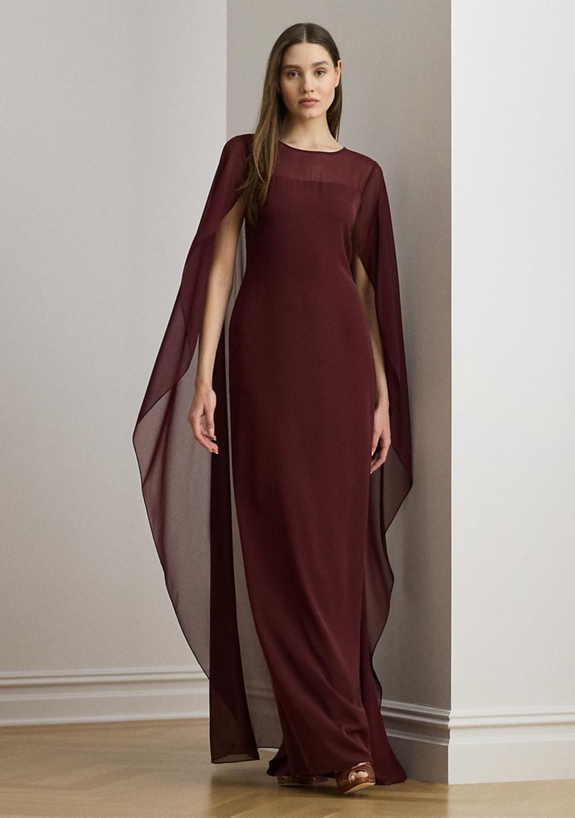 Womens Cape Georgette Gown