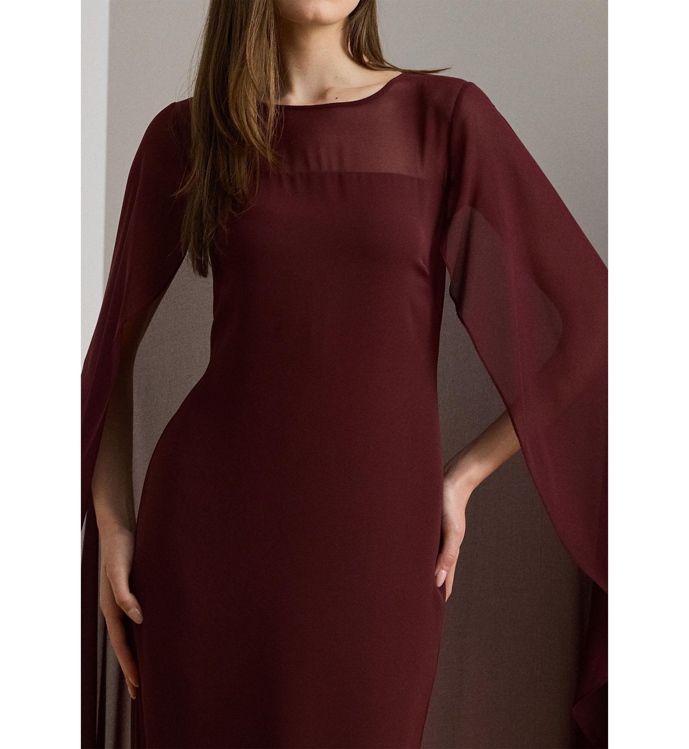 Womens Cape Georgette Gown