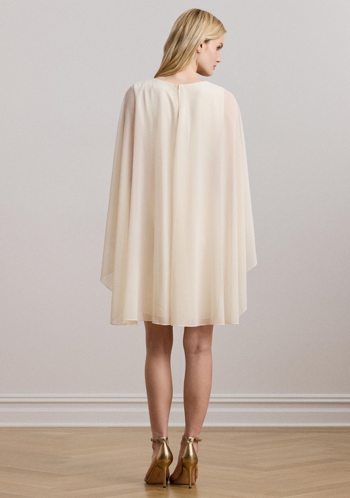 Womens Cape Georgette Cocktail Dress