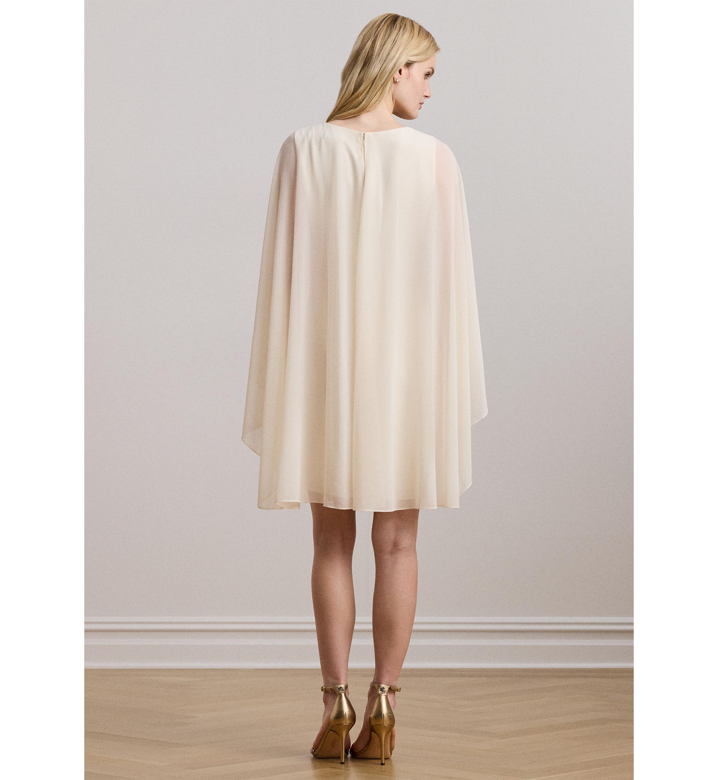 Womens Cape Georgette Cocktail Dress