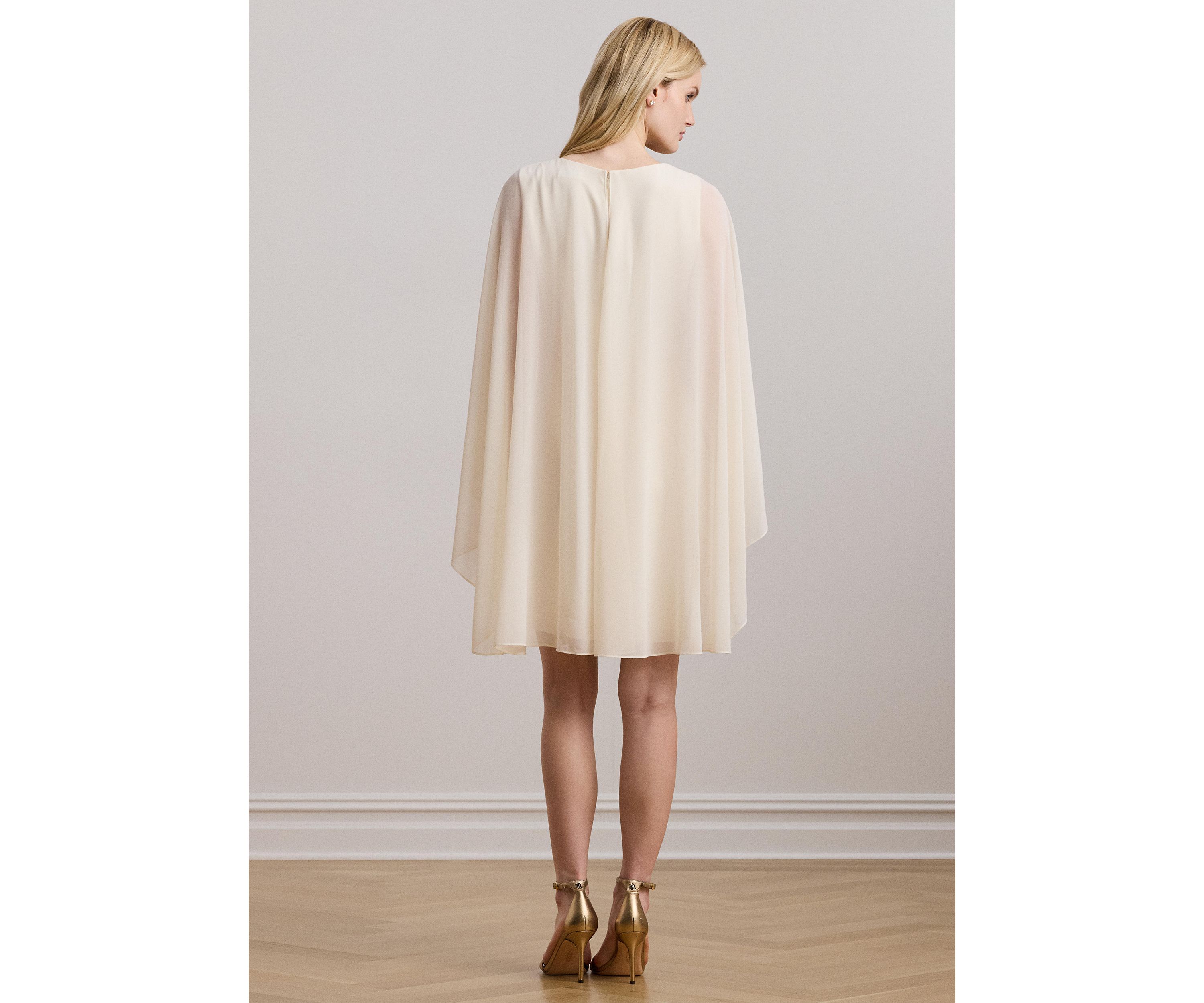 Womens Cape Georgette Cocktail Dress