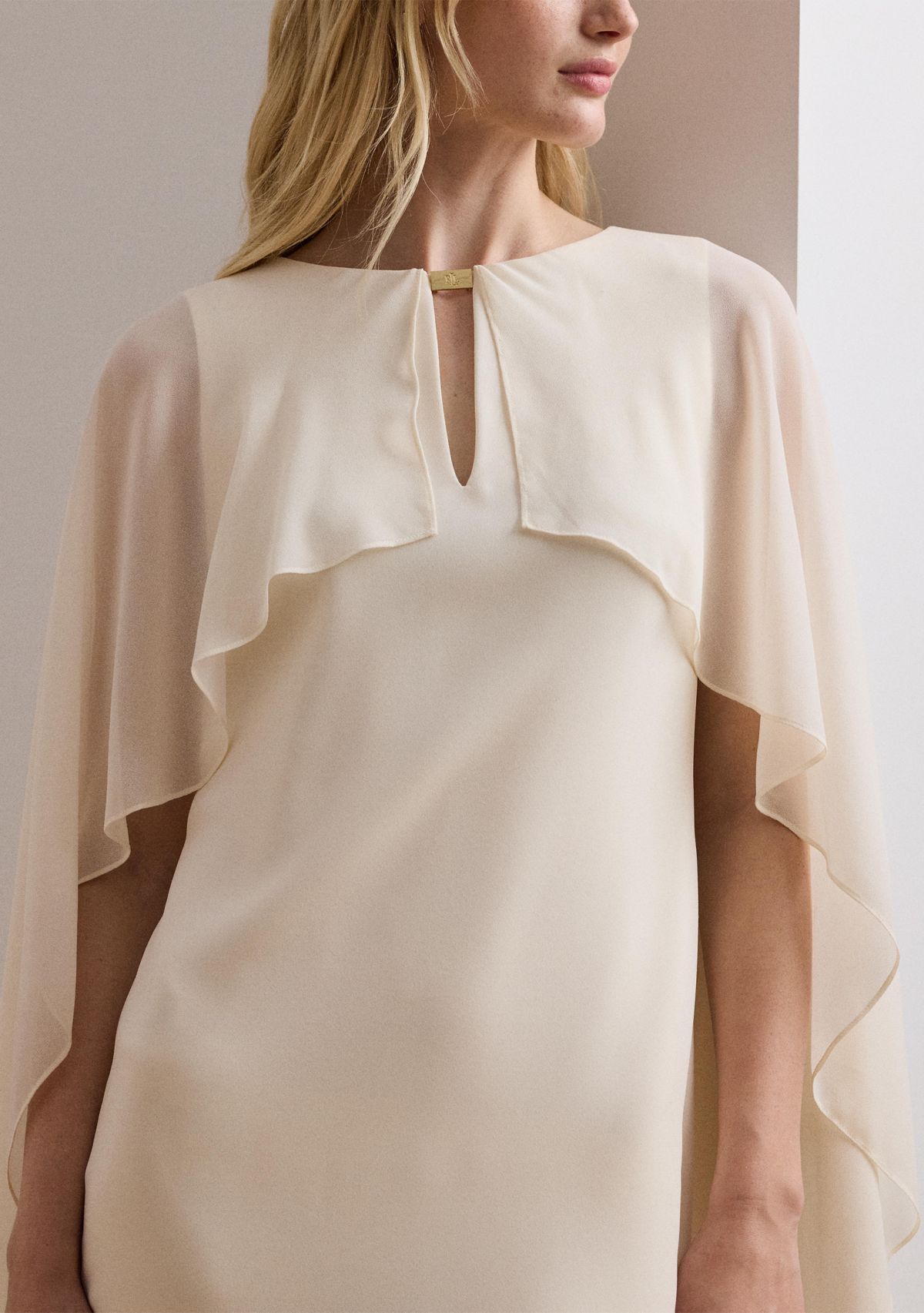 Womens Cape Georgette Cocktail Dress