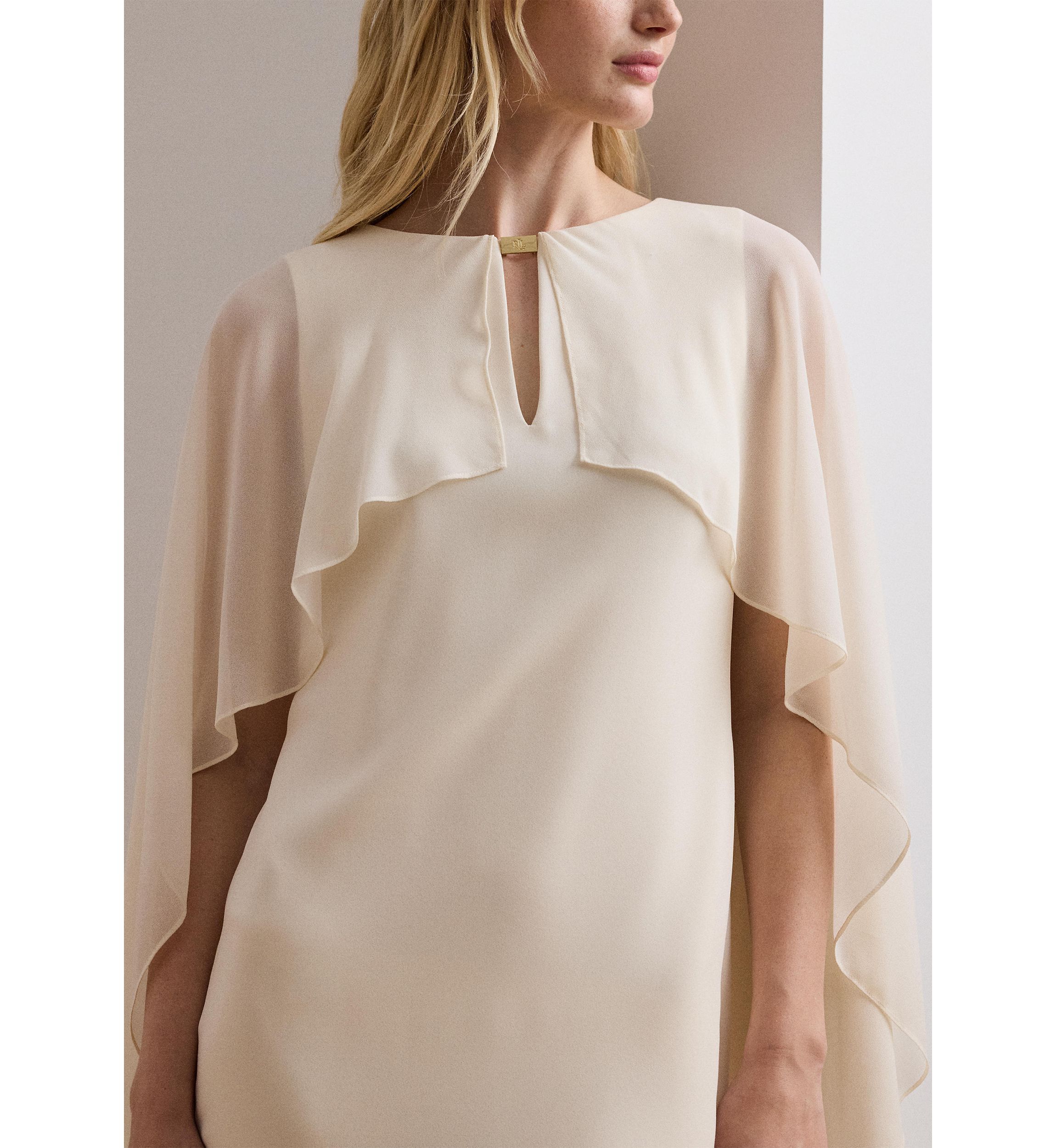 Womens Cape Georgette Cocktail Dress