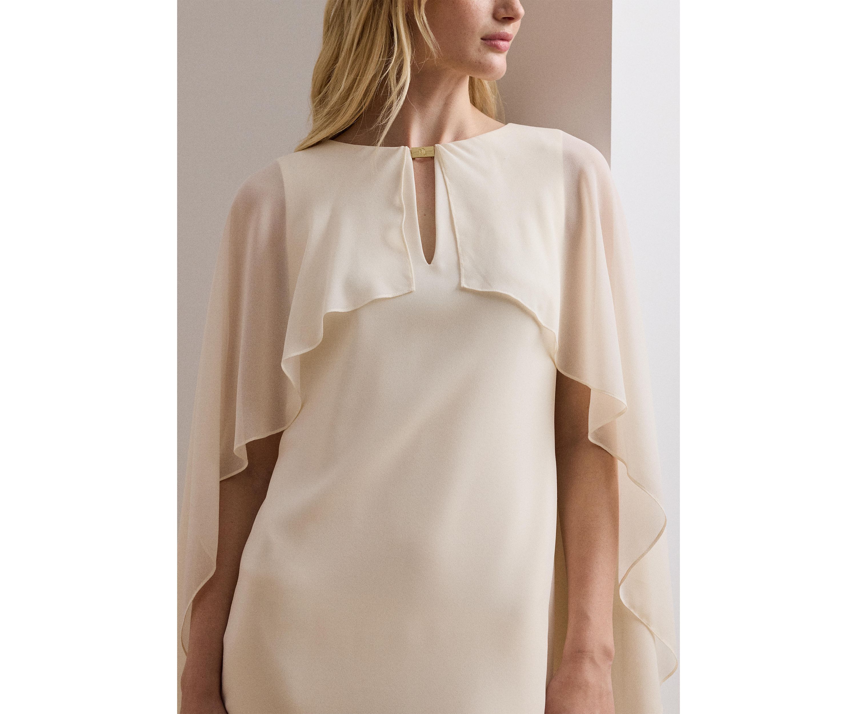 Womens Cape Georgette Cocktail Dress