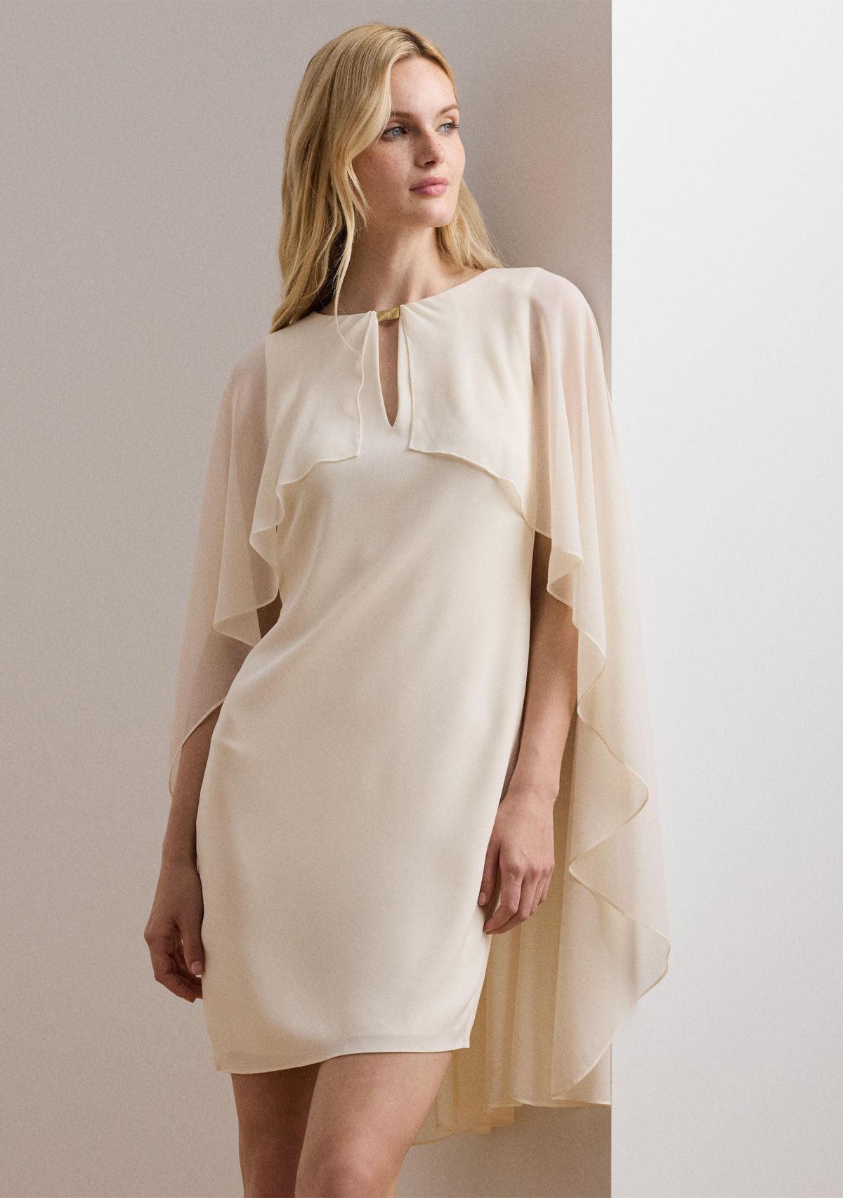 Womens Cape Georgette Cocktail Dress