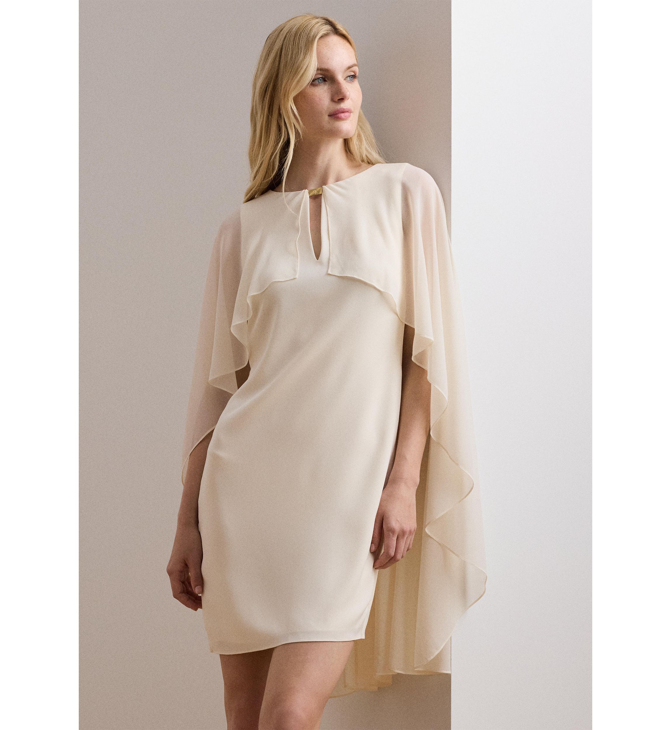 Womens Cape Georgette Cocktail Dress