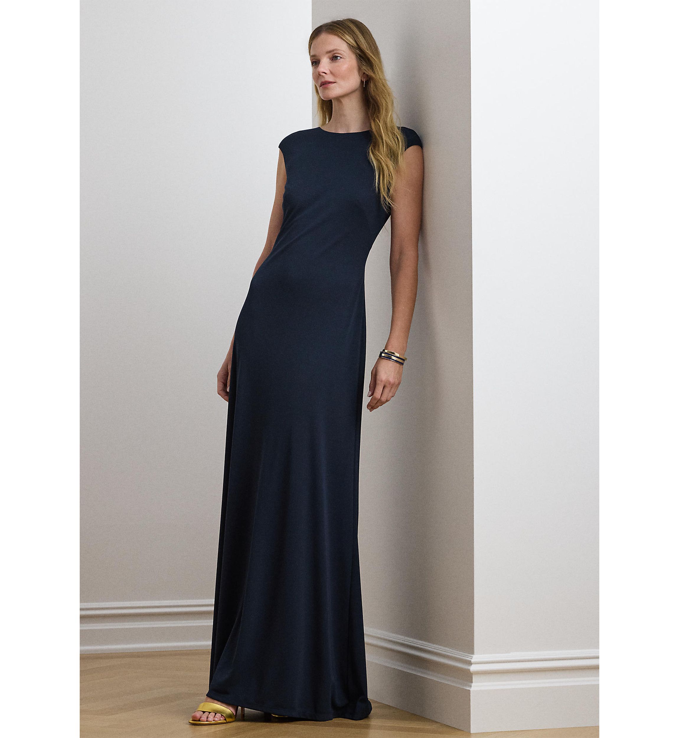 Womens Chain-Trim Jersey Gown