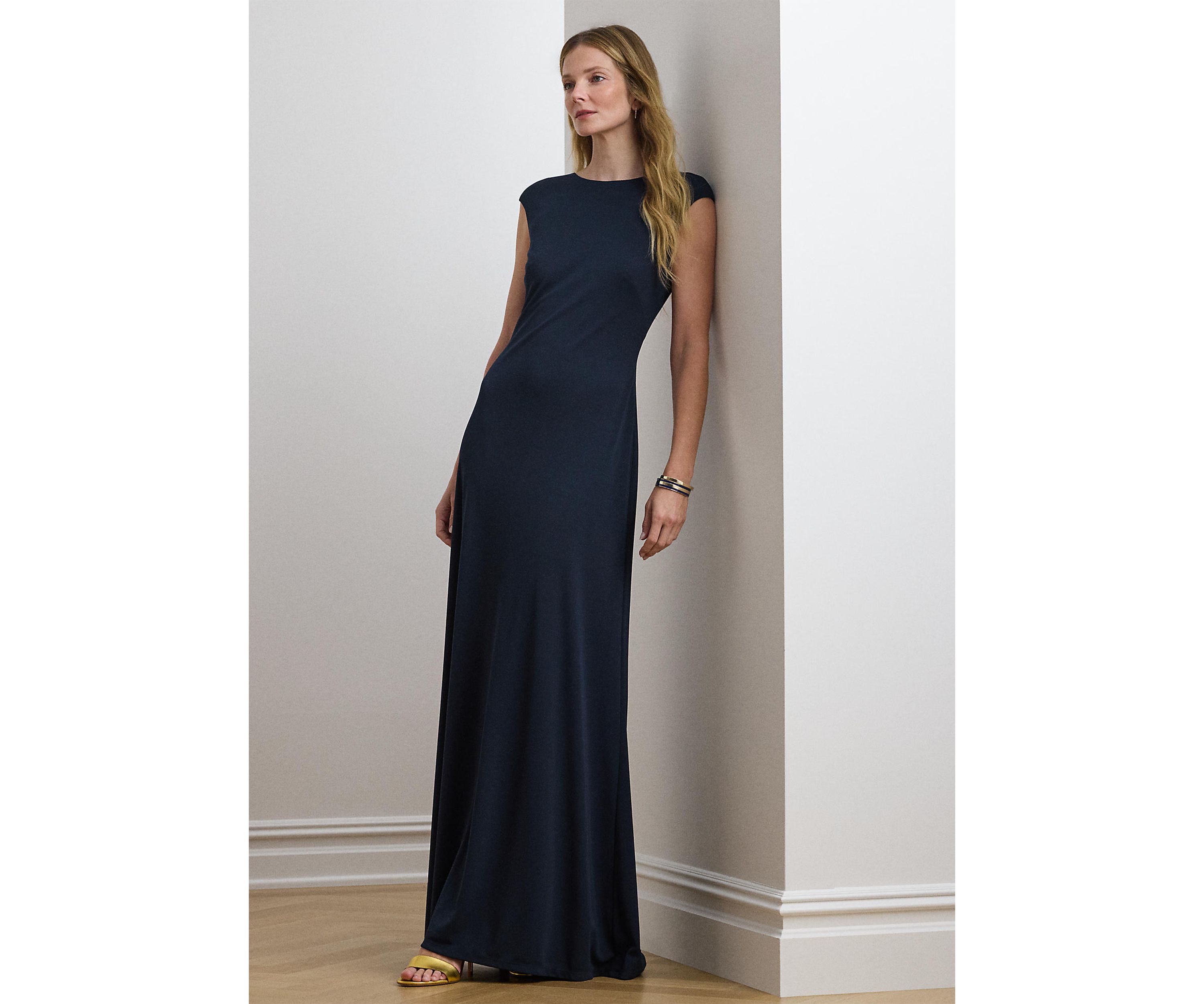Womens Chain-Trim Jersey Gown