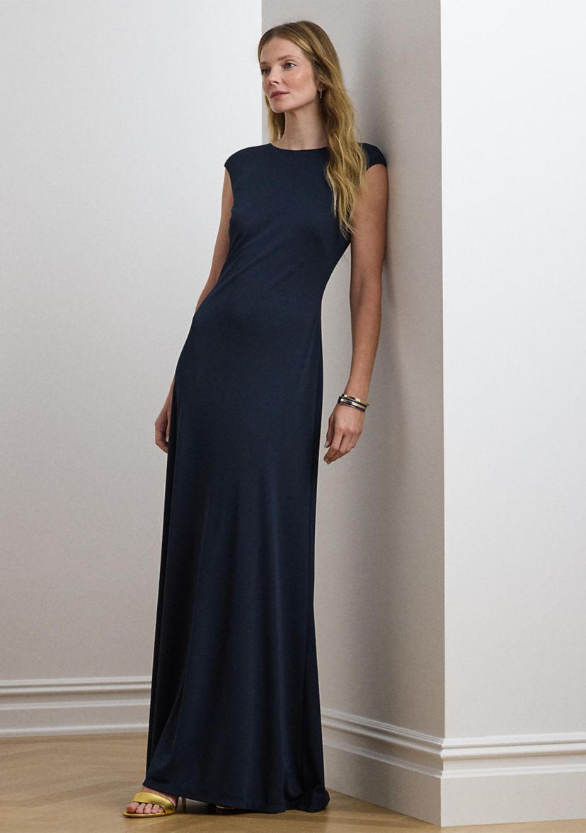 Womens Chain-Trim Jersey Gown