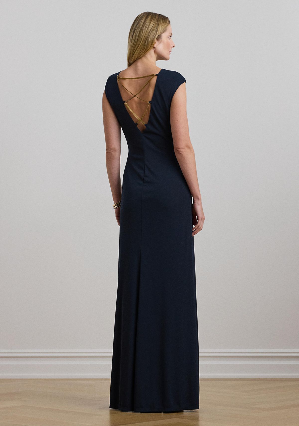 Womens Chain-Trim Jersey Gown