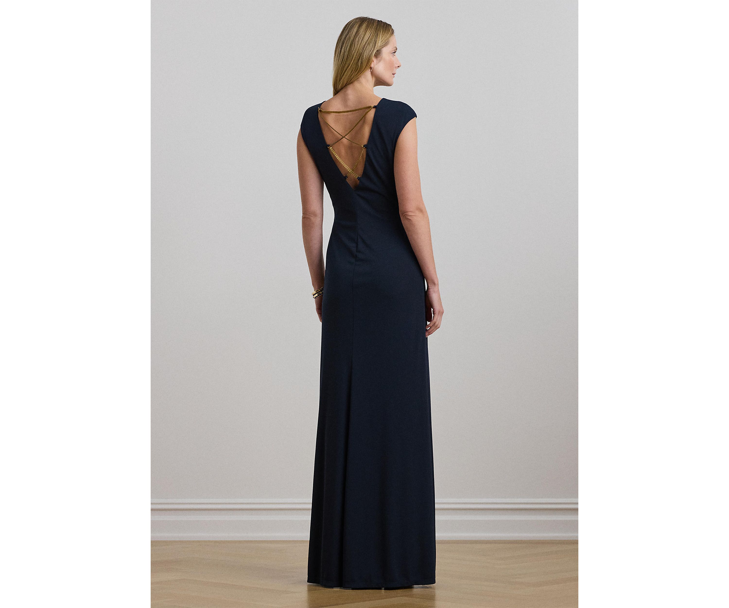 Womens Chain-Trim Jersey Gown