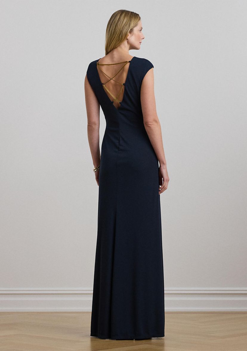 Womens Chain-Trim Jersey Gown