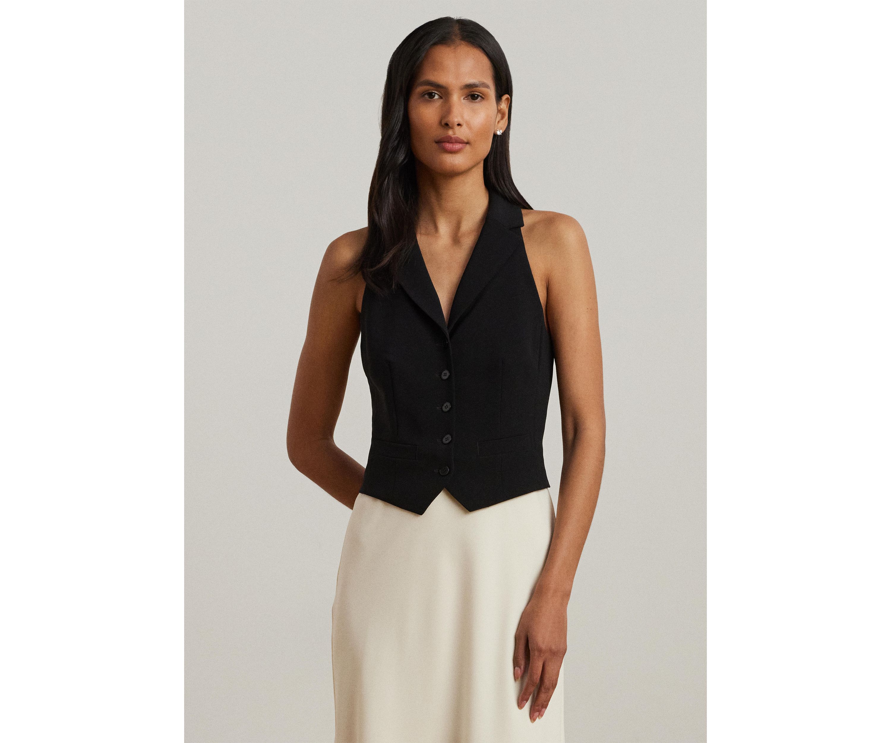 Womens Two-Tone Crepe Sleeveless Gown