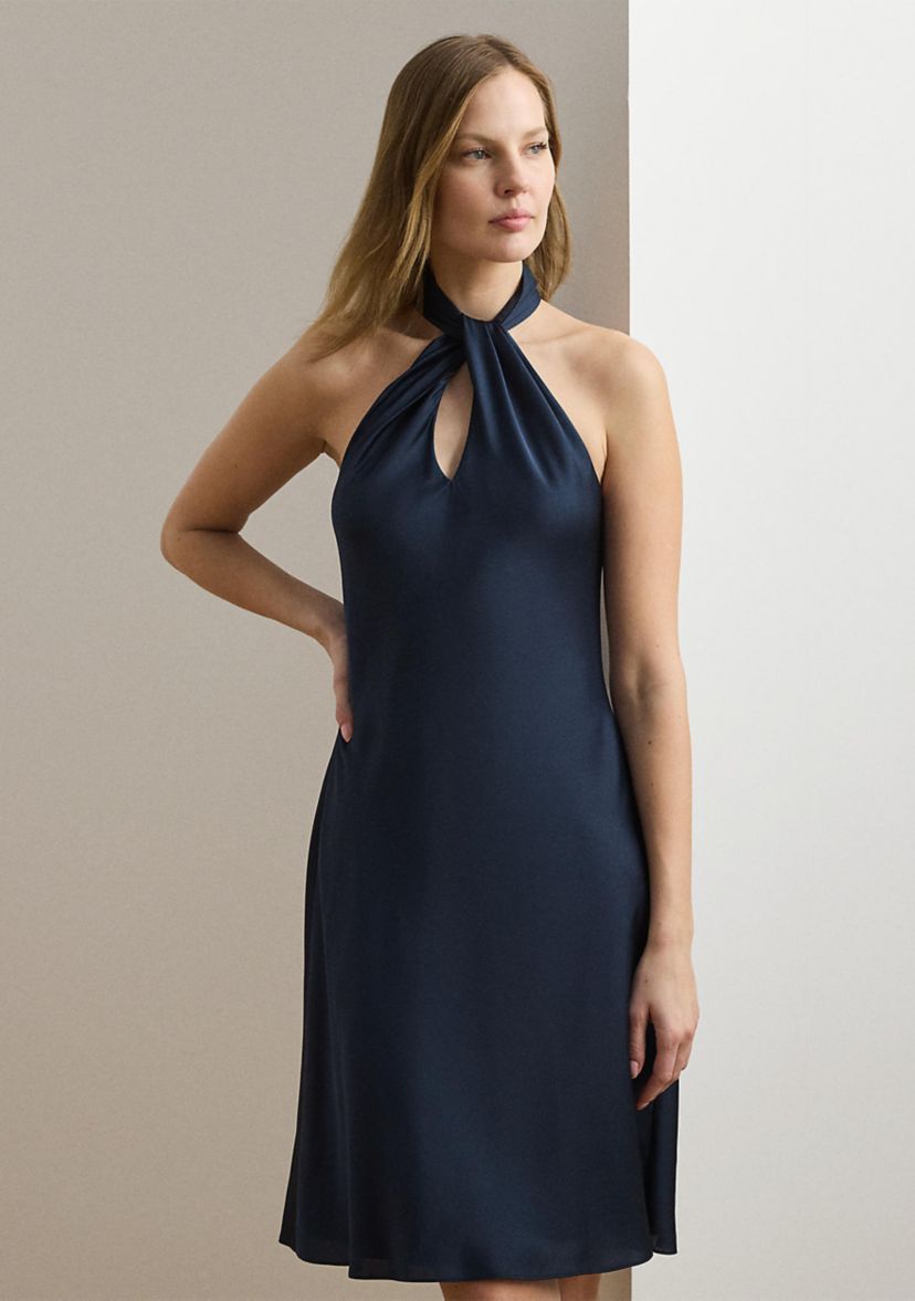 Charmeuse Halter Cocktail Dress