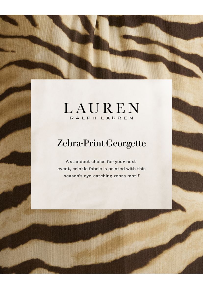 Zebra Print Ruffle Trim Georgette Gown