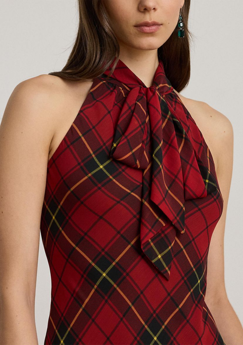 halter scarf mini dress anthropologie Embellished Scarf-Detail Halterneck Mini Dress in White - 6