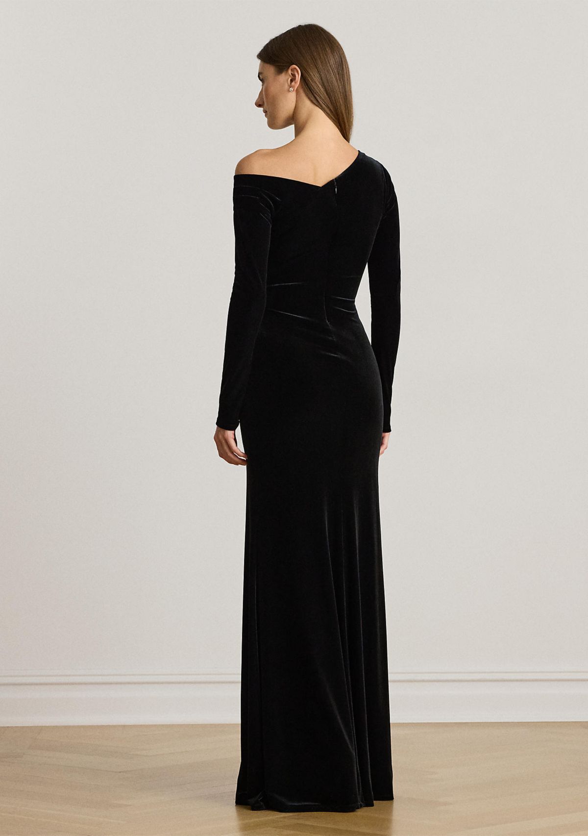 Womens Velvet Asymmetrical Gown