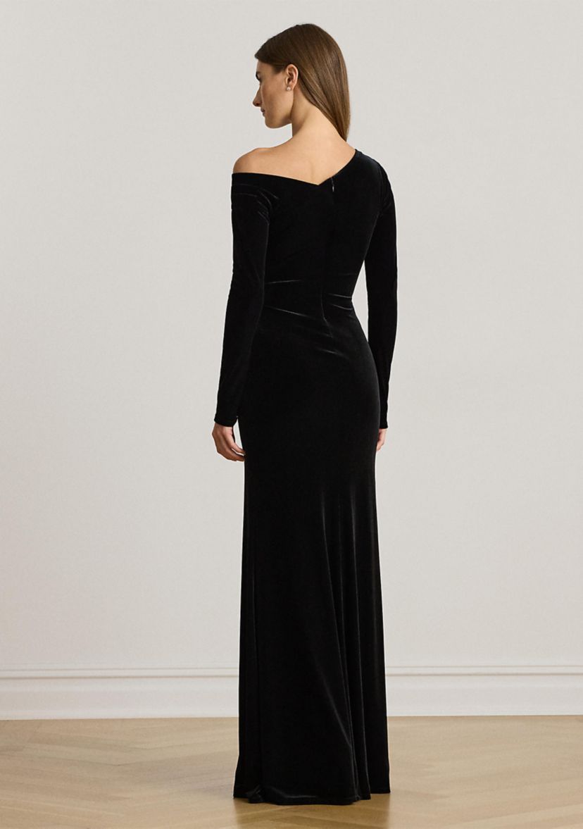 Womens Velvet Asymmetrical Gown