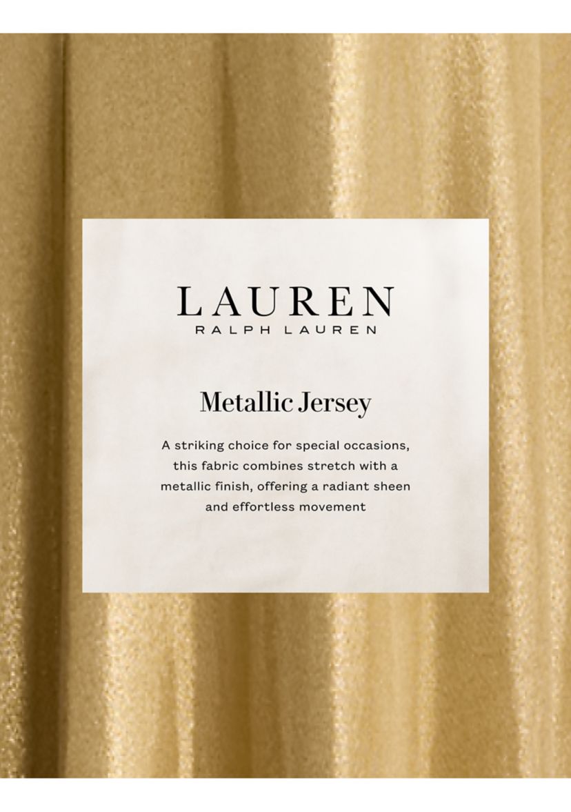 Womens Metallic Jersey Twist-Front Gown