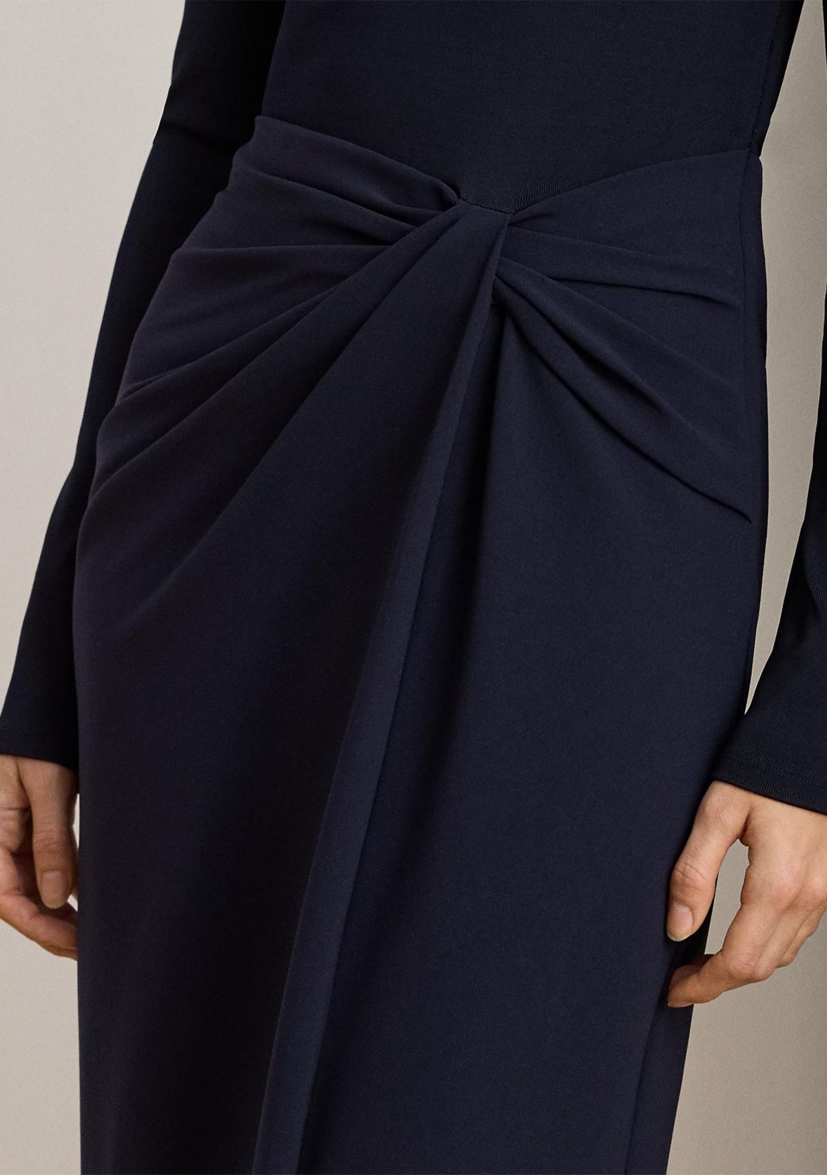 Rib-Knit & Crepe Off-the-Shoulder Gown