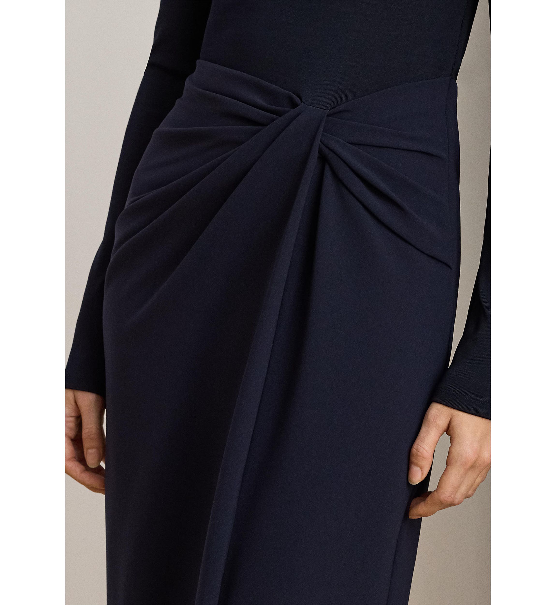 Rib-Knit & Crepe Off-the-Shoulder Gown