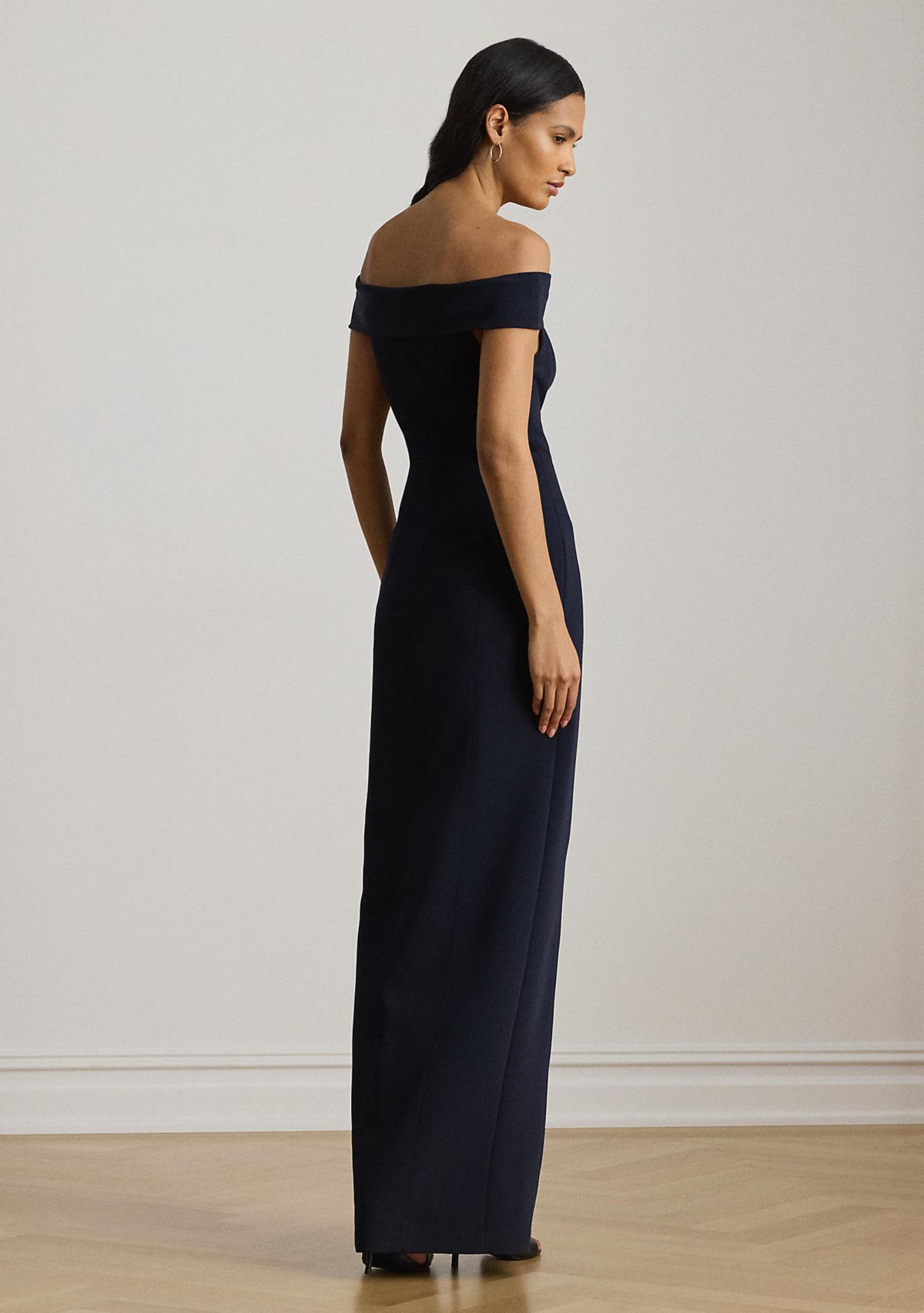 Crepe Off-the-Shoulder Gown