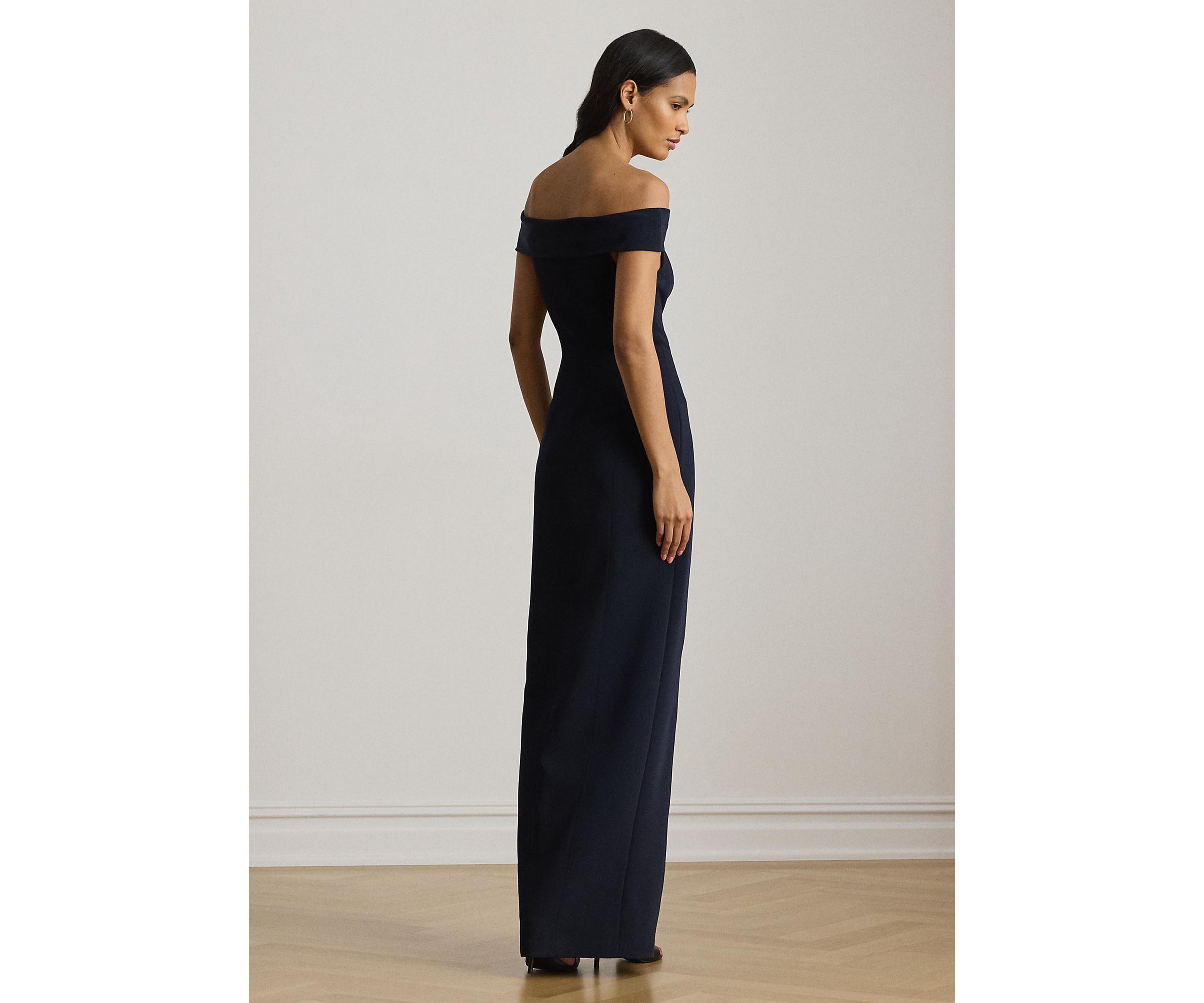 Crepe Off-the-Shoulder Gown