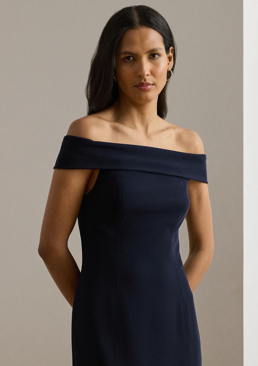 Crepe Off-the-Shoulder Gown