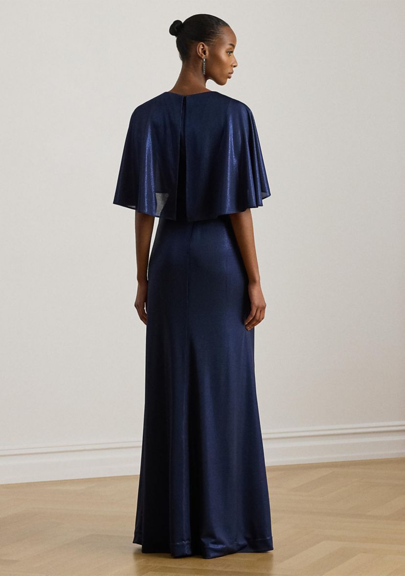 lauren ralph lauren jersey cape dress Metallic Jersey Twist-Front Cape Gown for Women