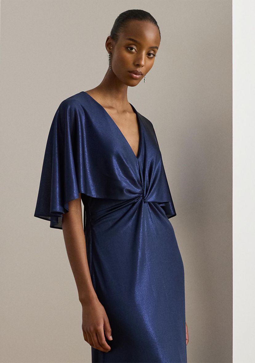 lauren ralph lauren jersey cape dress Women's Metallic Twist-Front Gown, 6 mfgstyle_BEBE1123