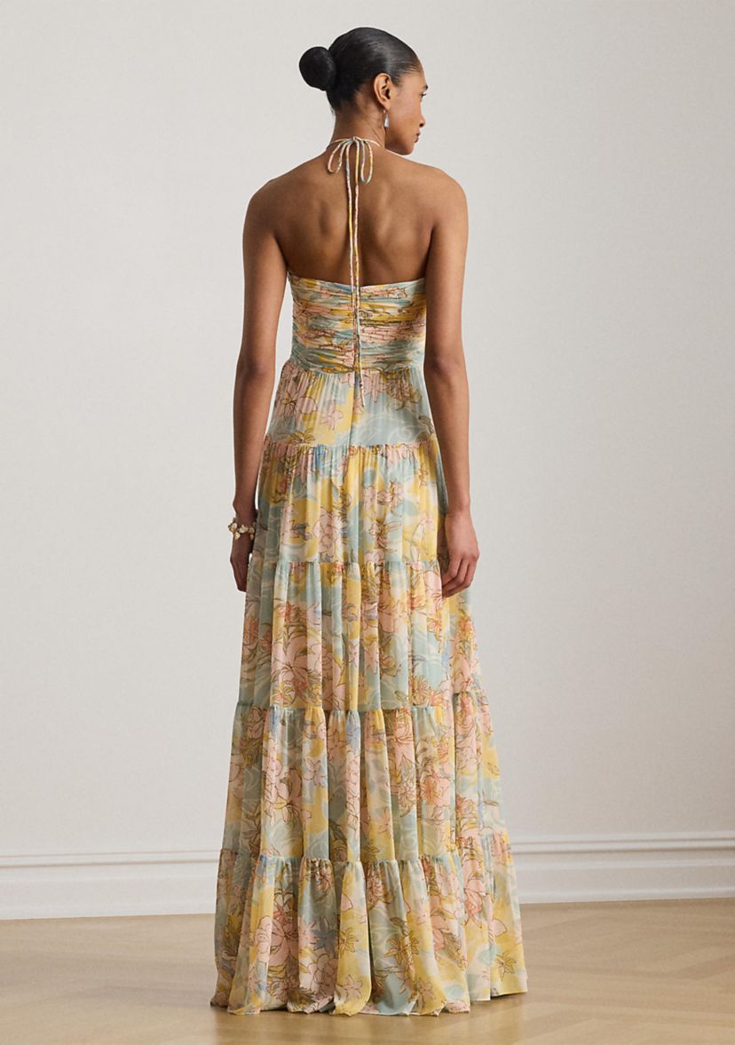 Lauren Ralph Lauren Women's Floral Georgette Tiered Halter Gown | Belk
