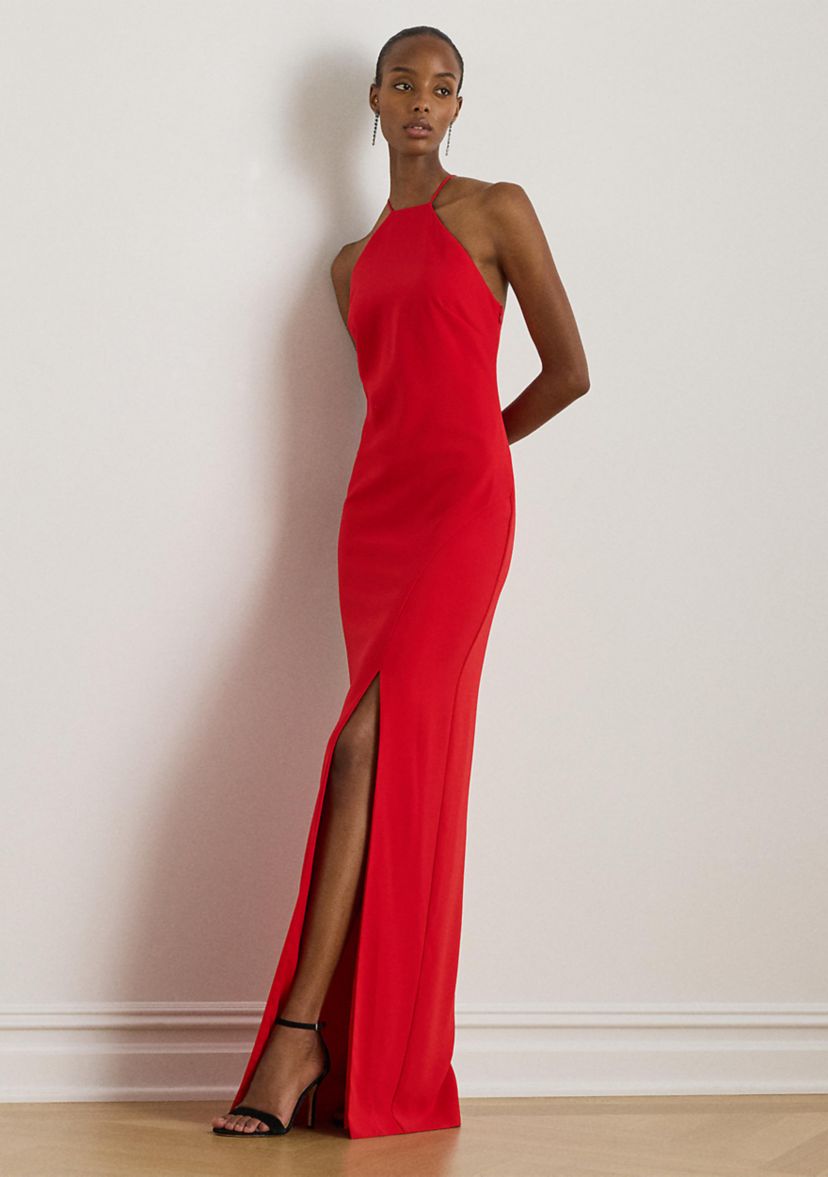 Lauren Ralph Lauren Double-Faced Crepe Halter Gown | Belk