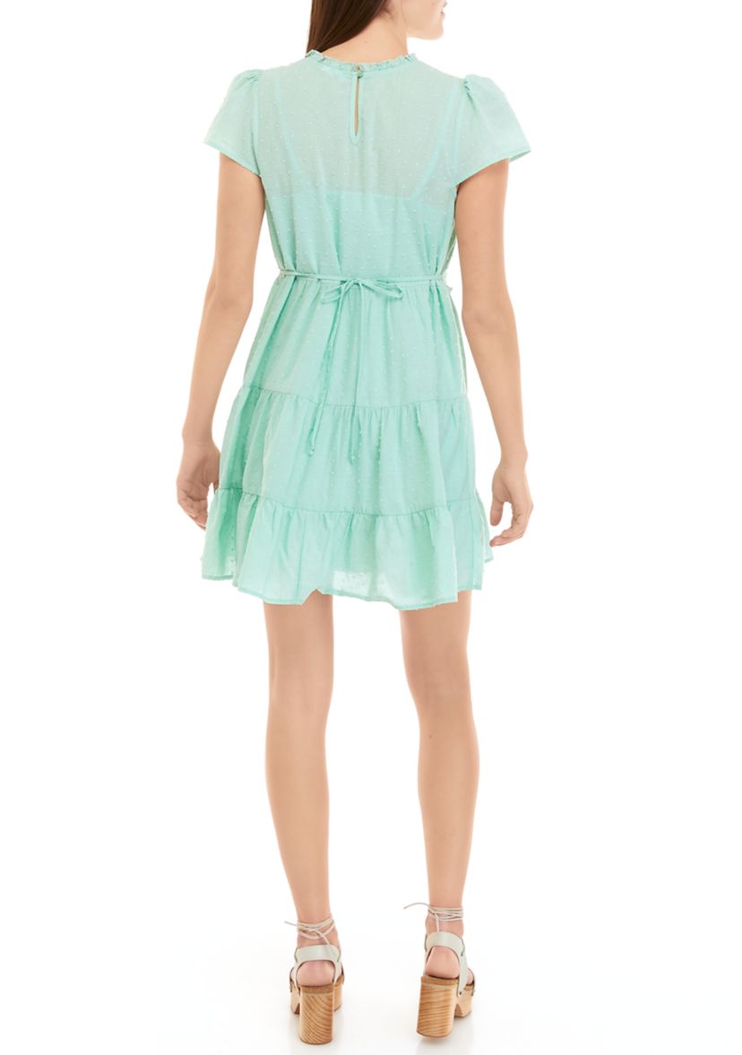 Juniors Flutter Sleeve Tiered Dress