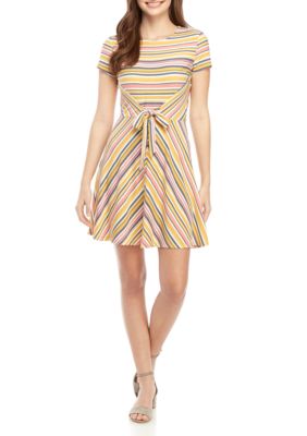 bebop sleeveless button front stripe shirt dres