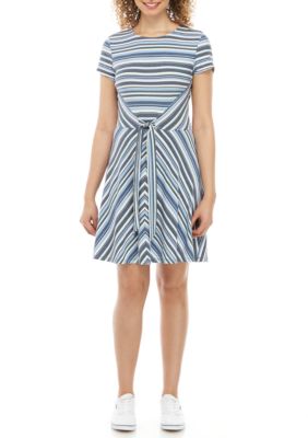 bebop sleeveless button front stripe shirt dres