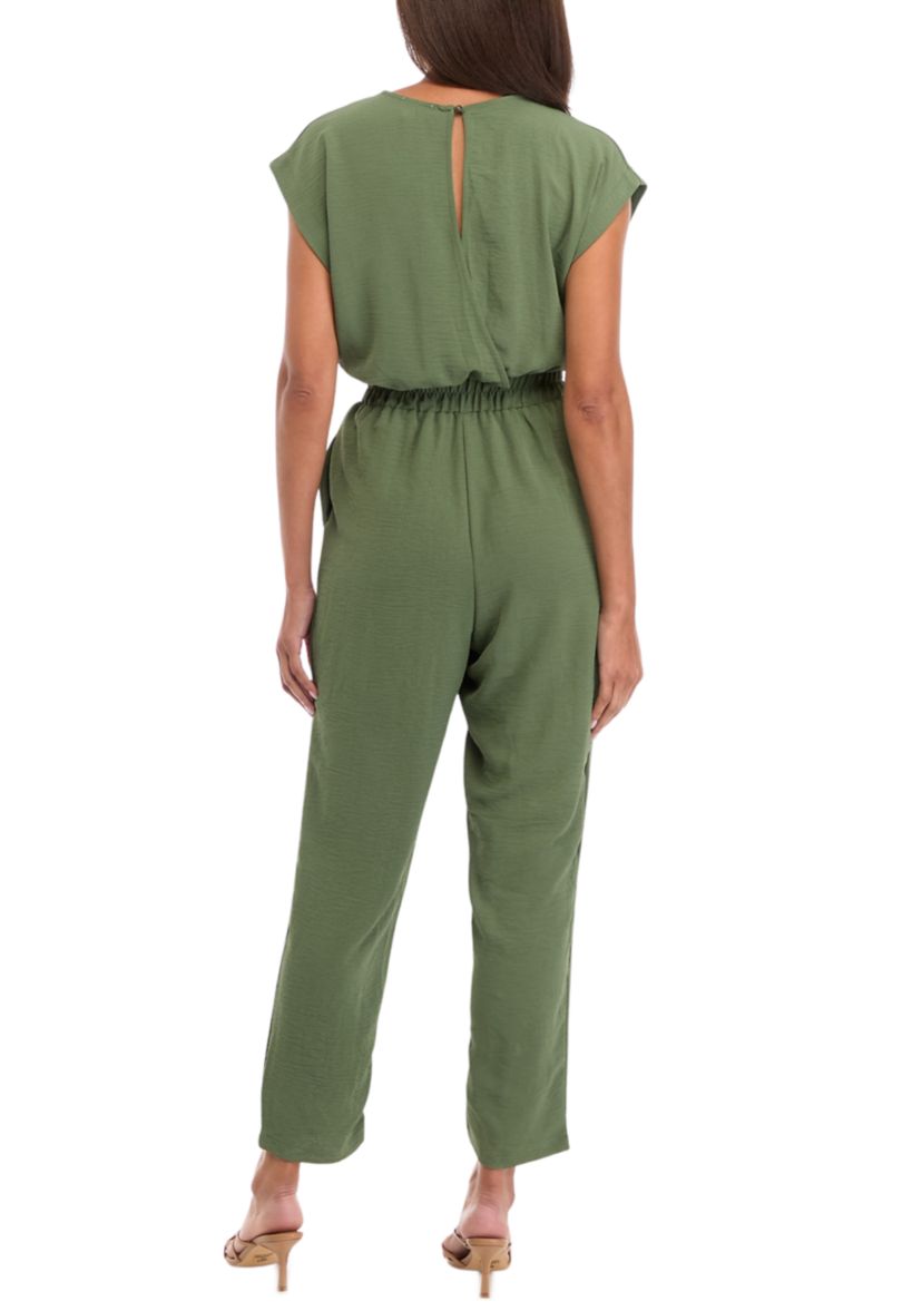 Womens V-Neck Solid Airflow Jumpsuit