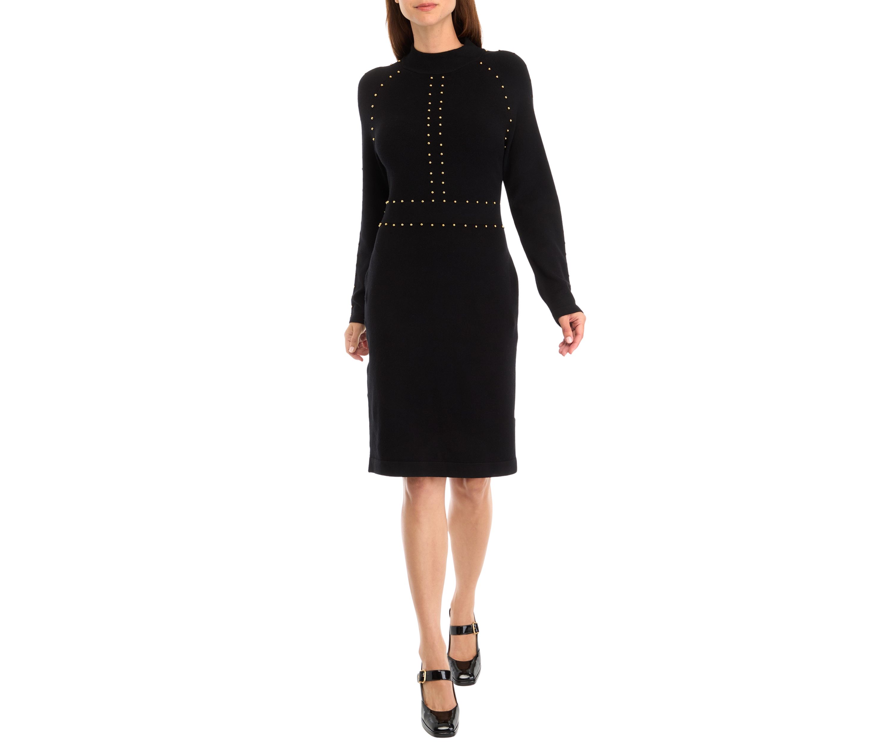 Womens Long Sleeve Turtleneck Sheath Sweater Dress