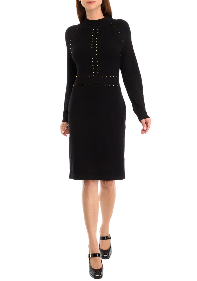 Womens Long Sleeve Turtleneck Sheath Sweater Dress