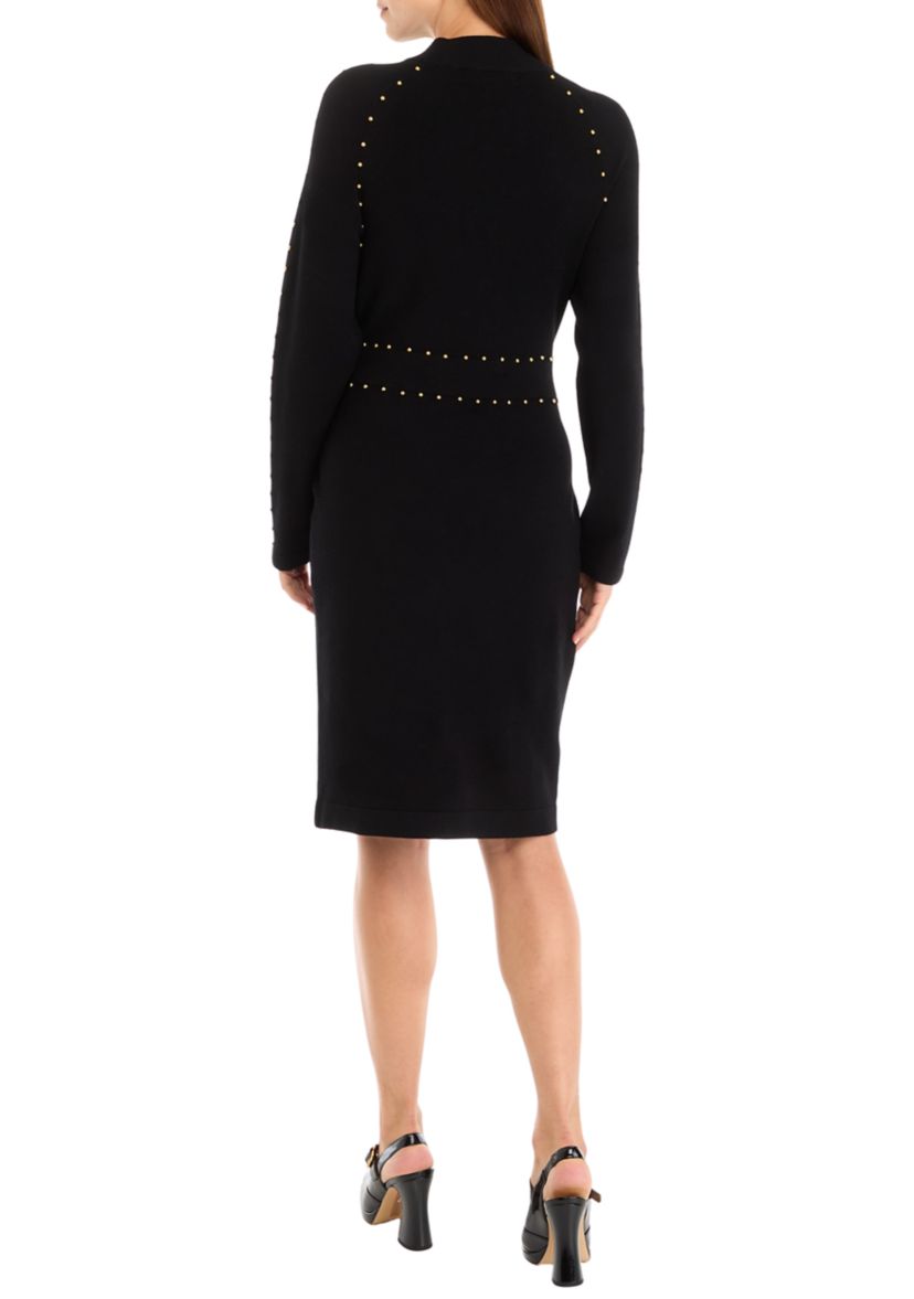 Womens Long Sleeve Turtleneck Sheath Sweater Dress