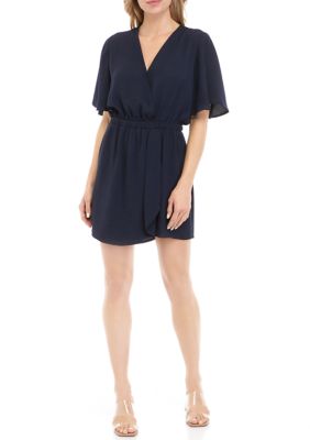 Emma Michelle Women s Short Sleeve Faux Wrap Romper belk