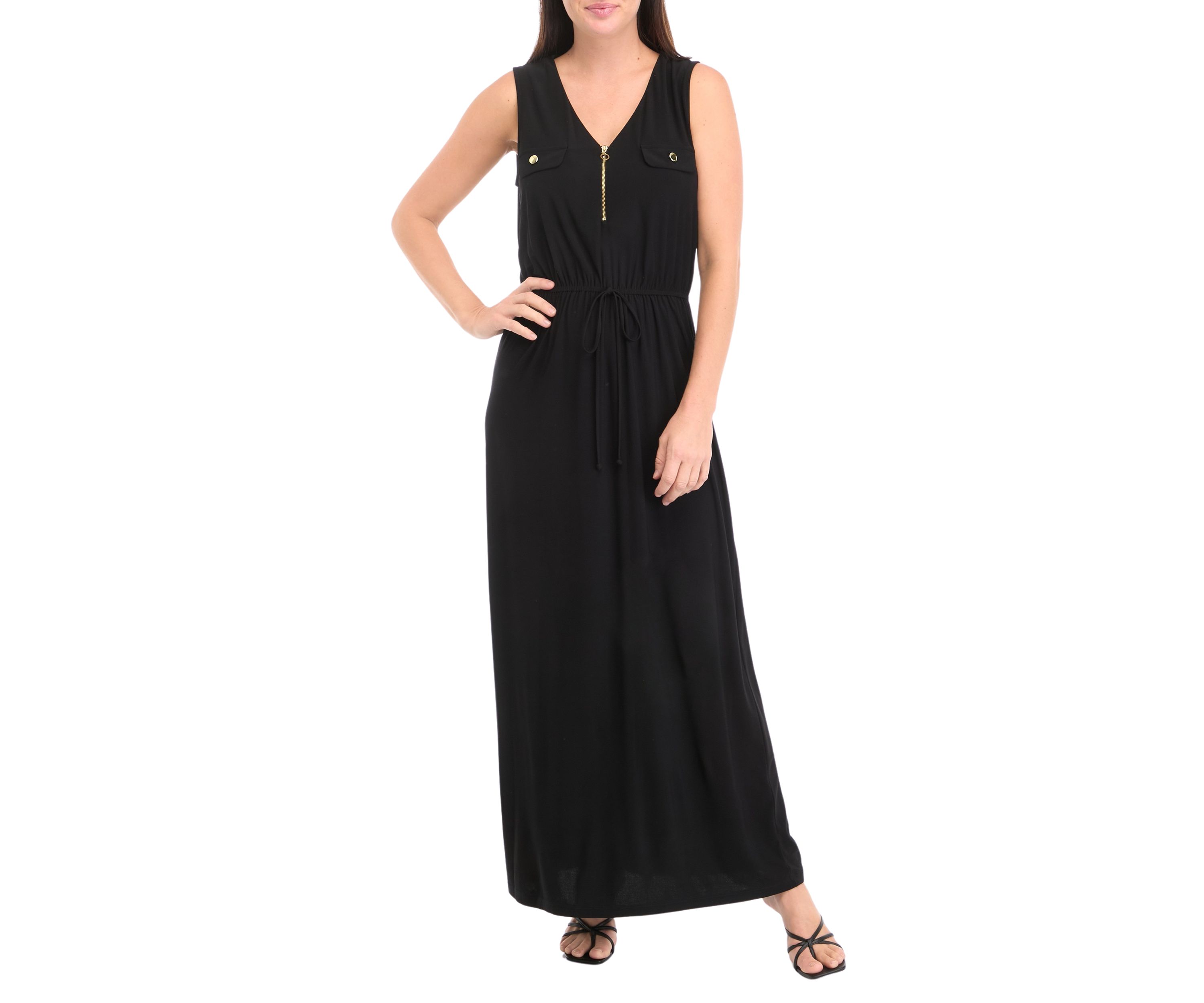 Womens Sleeveless V-Neck Fit and Flare Dress