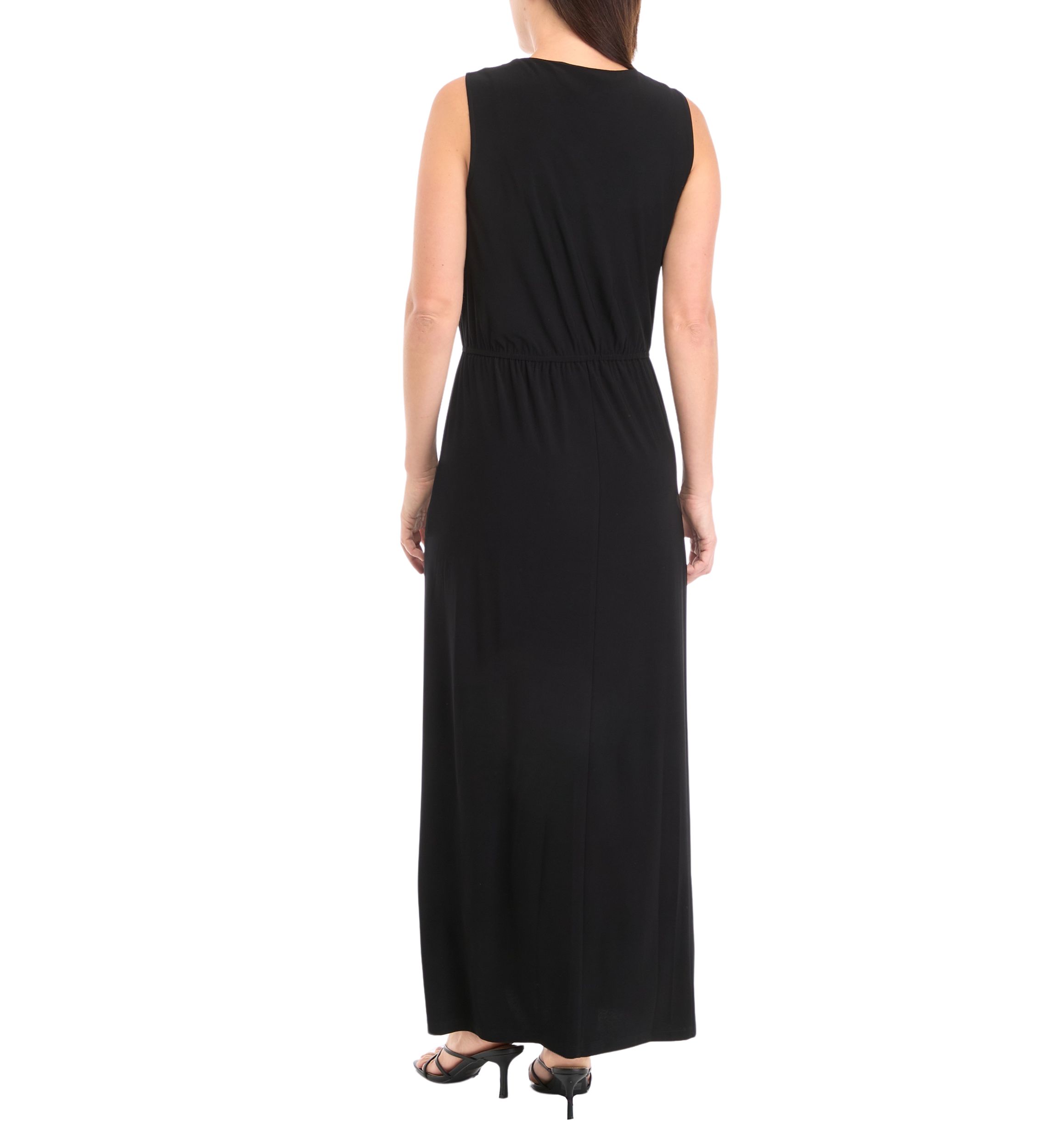 Womens Sleeveless V-Neck Fit and Flare Dress