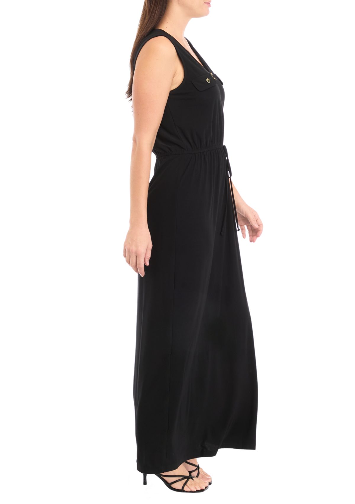 Womens Sleeveless V-Neck Fit and Flare Dress