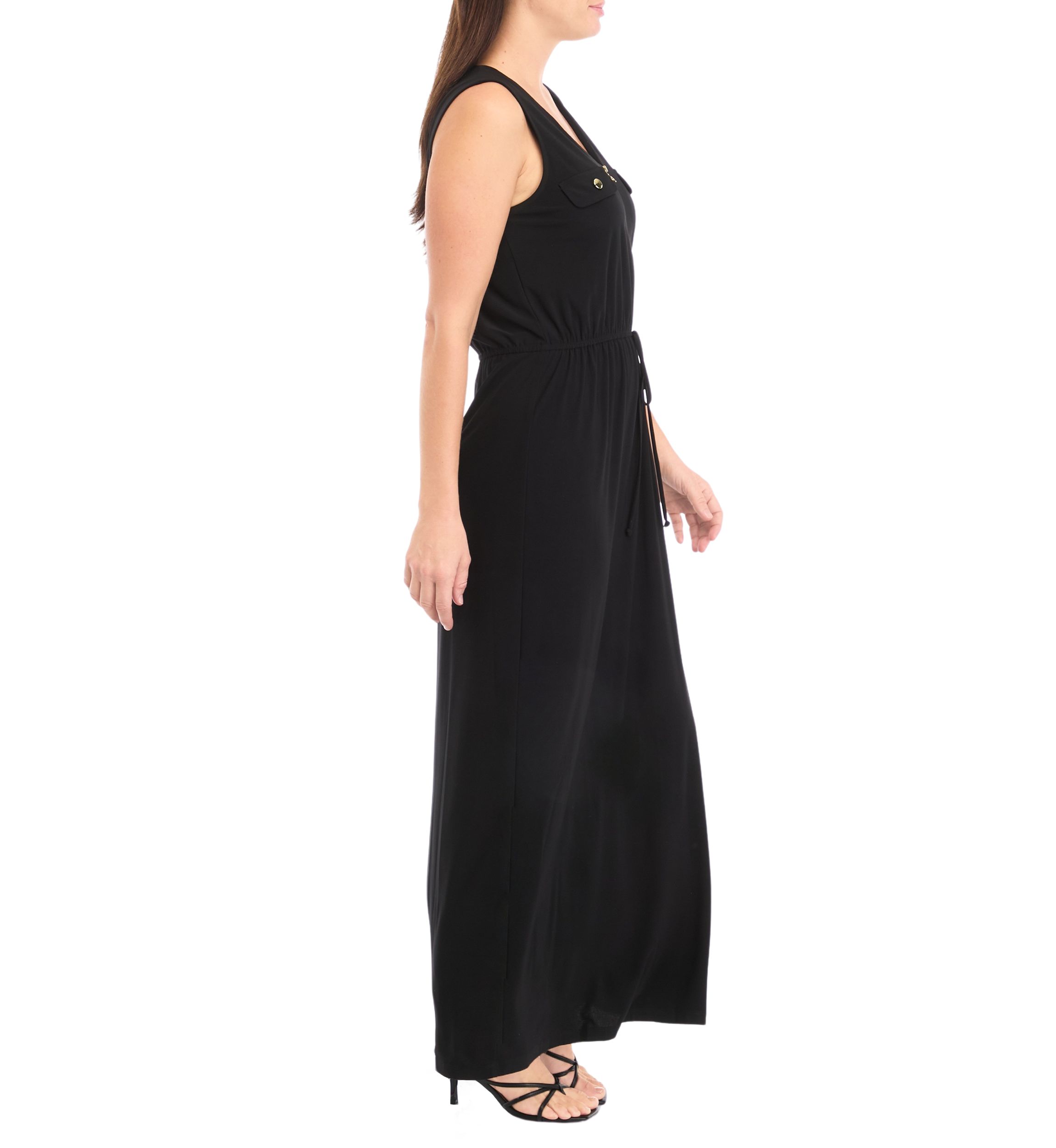 Womens Sleeveless V-Neck Fit and Flare Dress