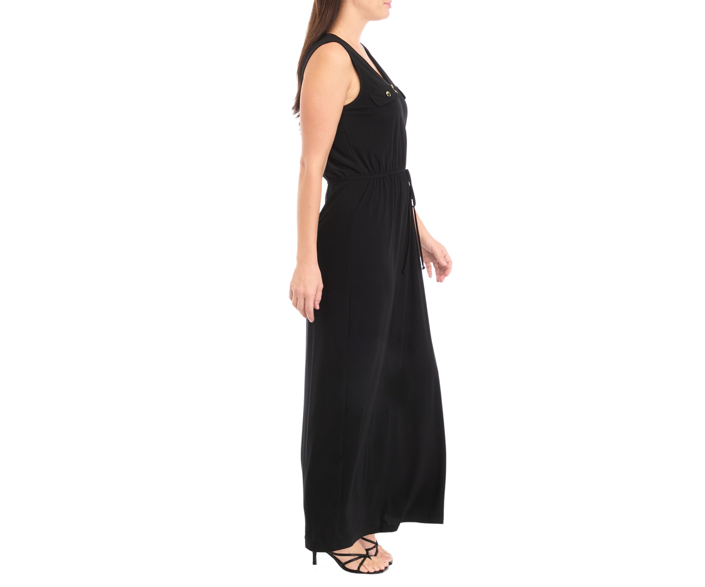 Womens Sleeveless V-Neck Fit and Flare Dress