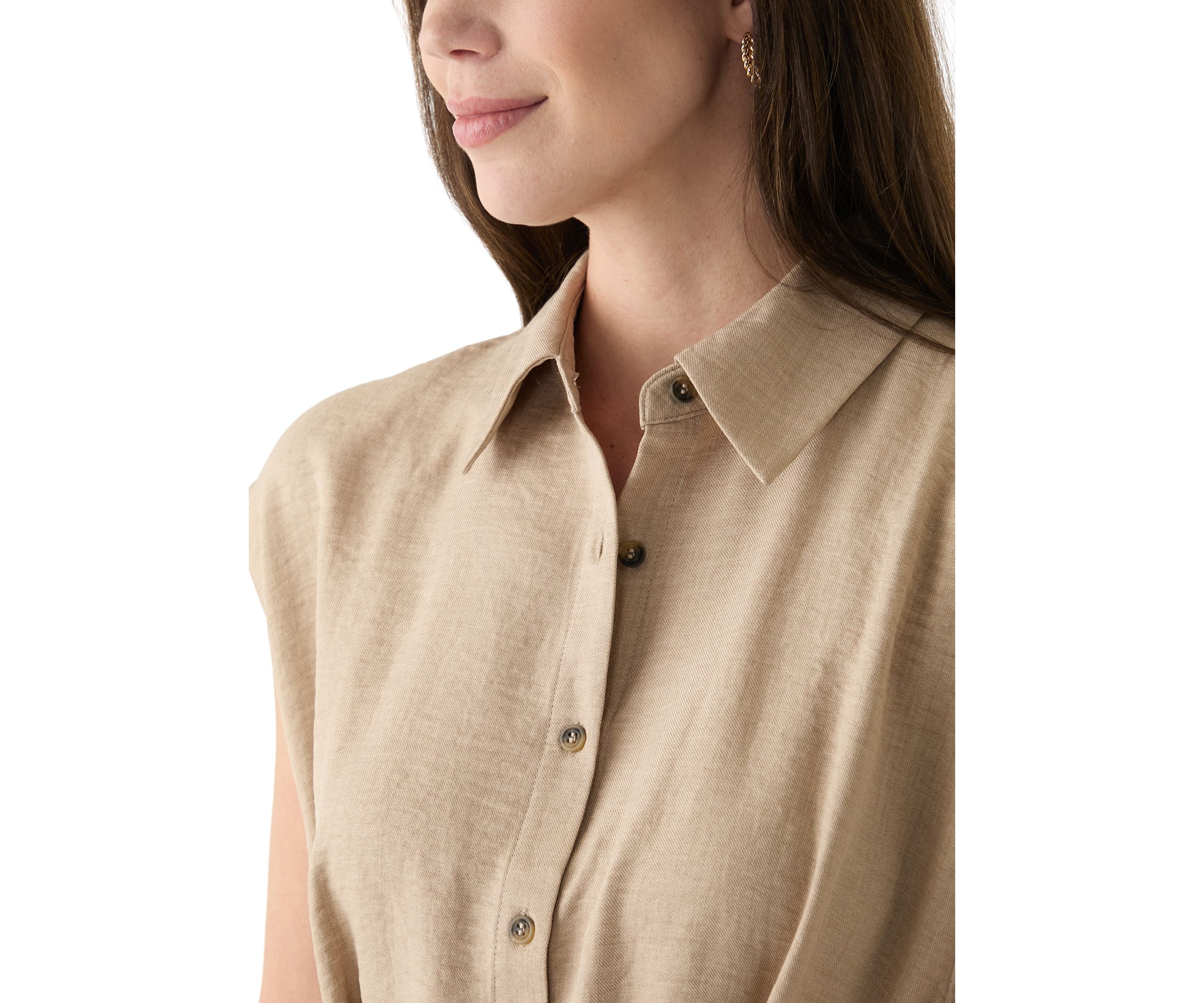 Womens Cap Sleeve Collar Tie Waist Solid Fit and Flare Midi Dress
