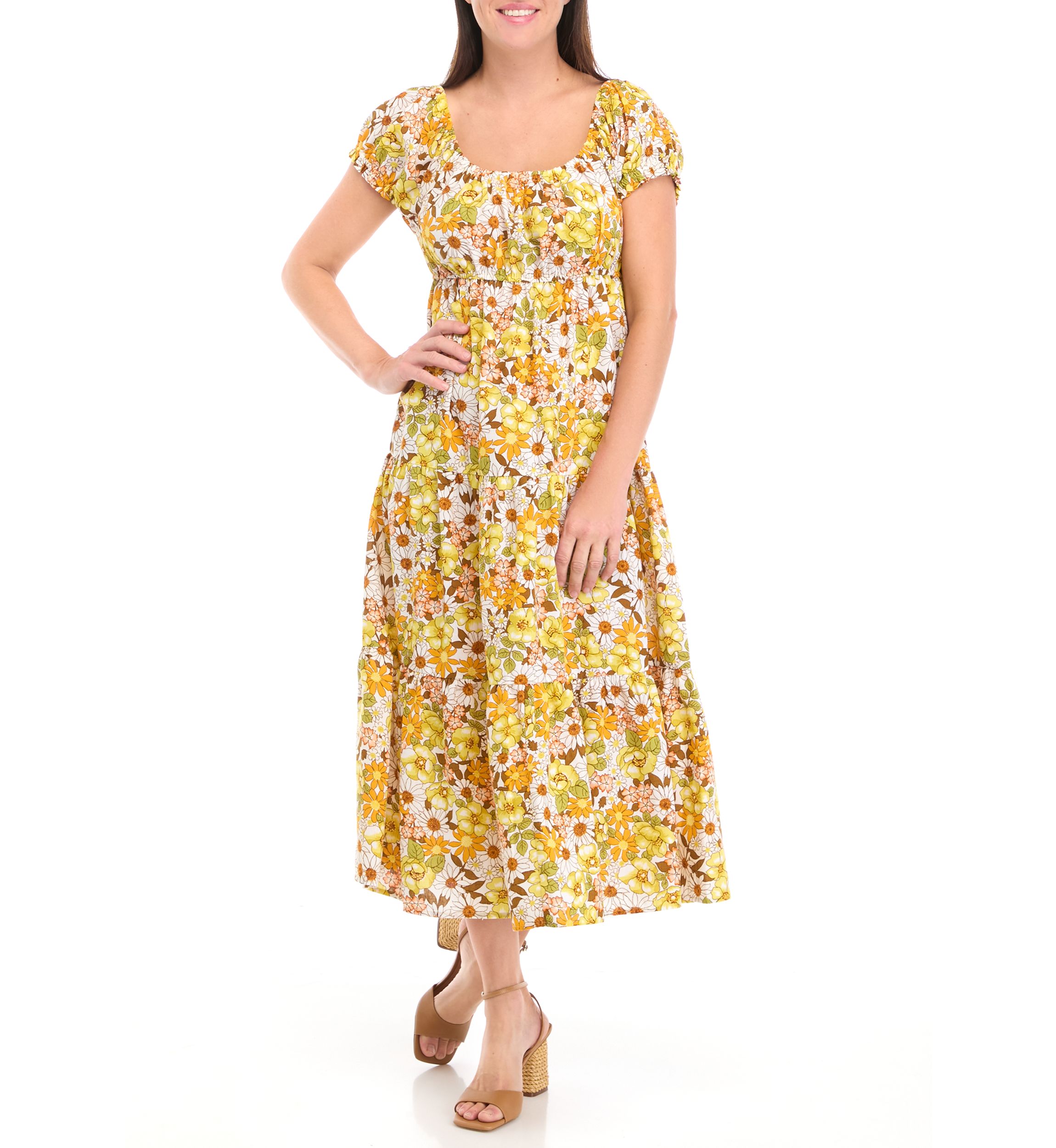 Womens Floral Print Fit and Flare Dress