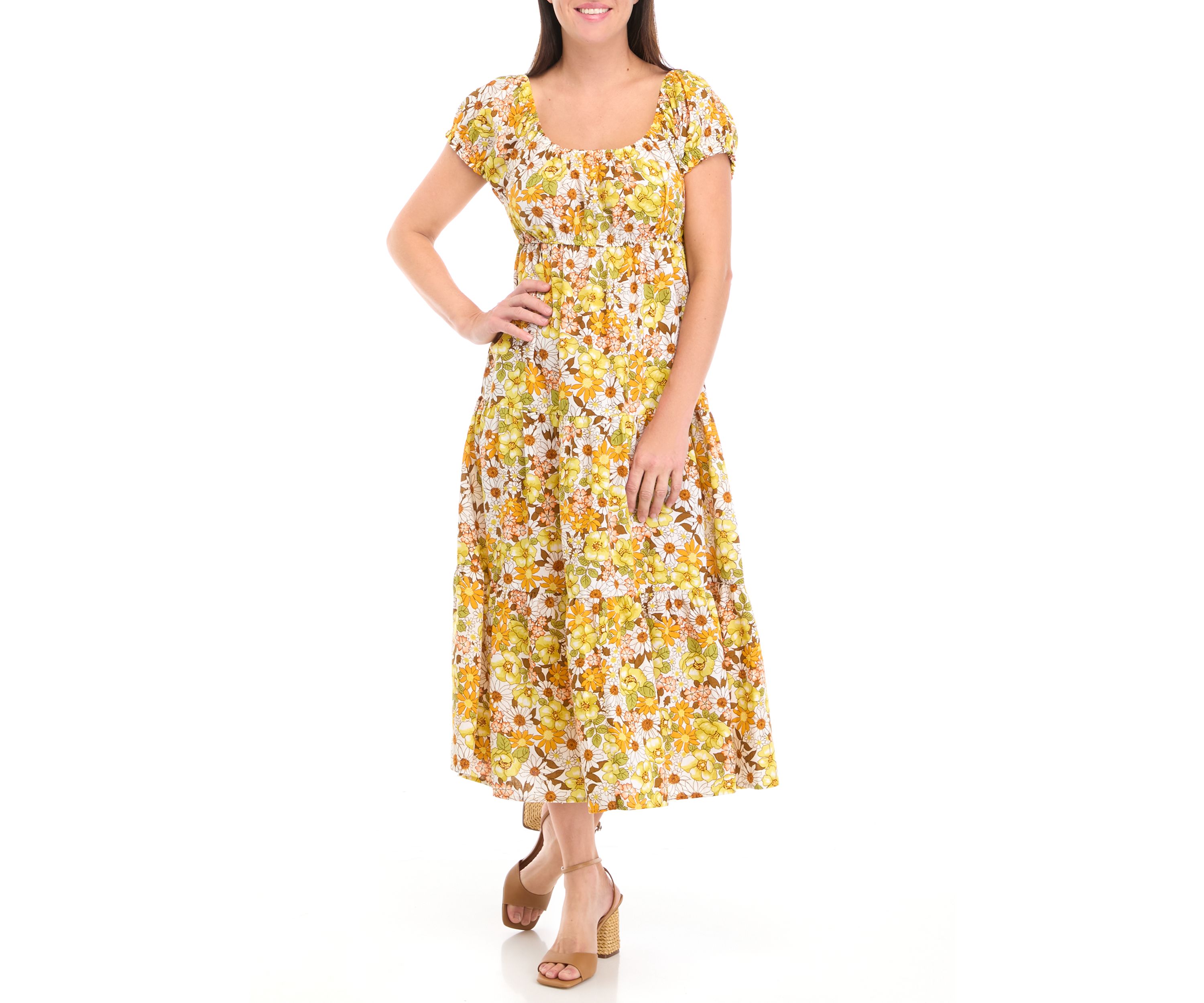 Womens Floral Print Fit and Flare Dress